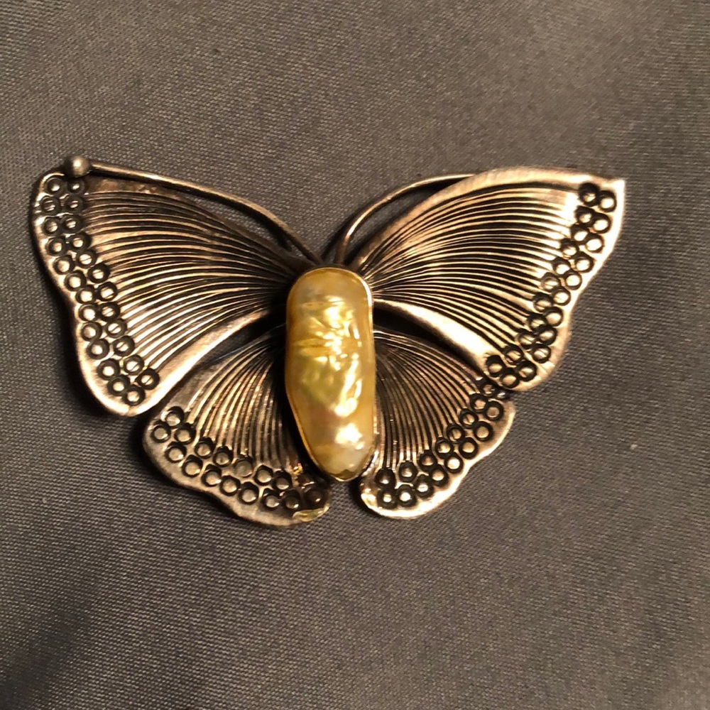 Vintage Sterling Silver Butterfly Brooch/ Pendant